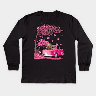 Valentine's Day Love Pickup Truck Wire Fox Terrier Kids Long Sleeve T-Shirt